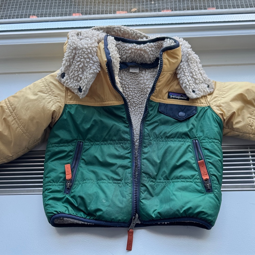 Patagonia Kids' Green and Tan Puffer Jacket